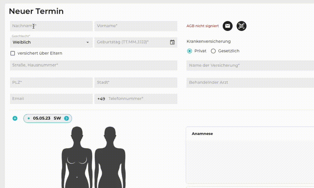 Patienten werden mit Stammdaten im System erfasst