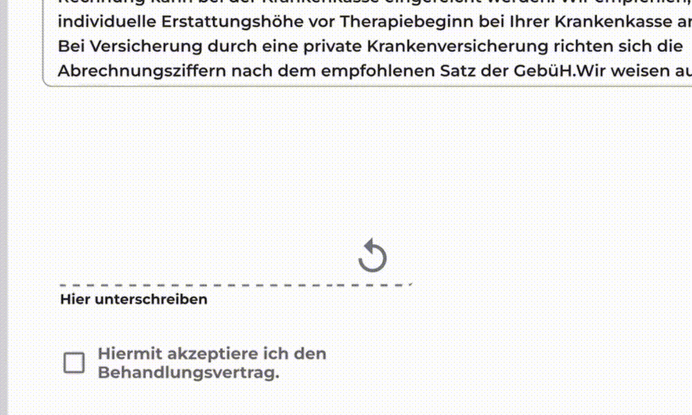 Eingabe von Daten und Unterschrift